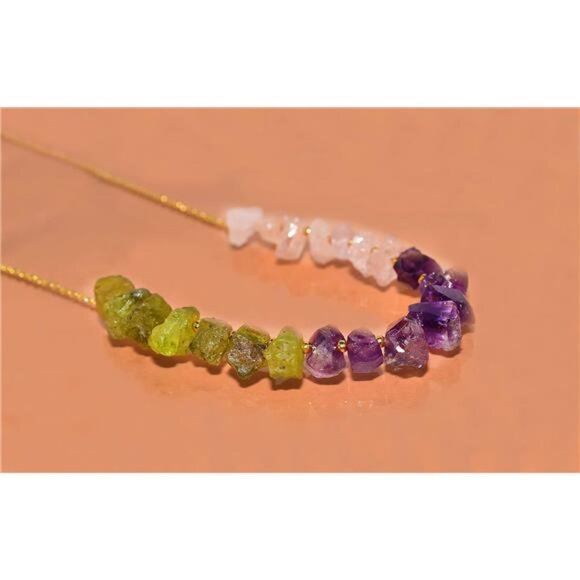 💚 Peridot Chakra Healing Necklace | August Birthstone | Triple Gemstone - Picture 4 of 5